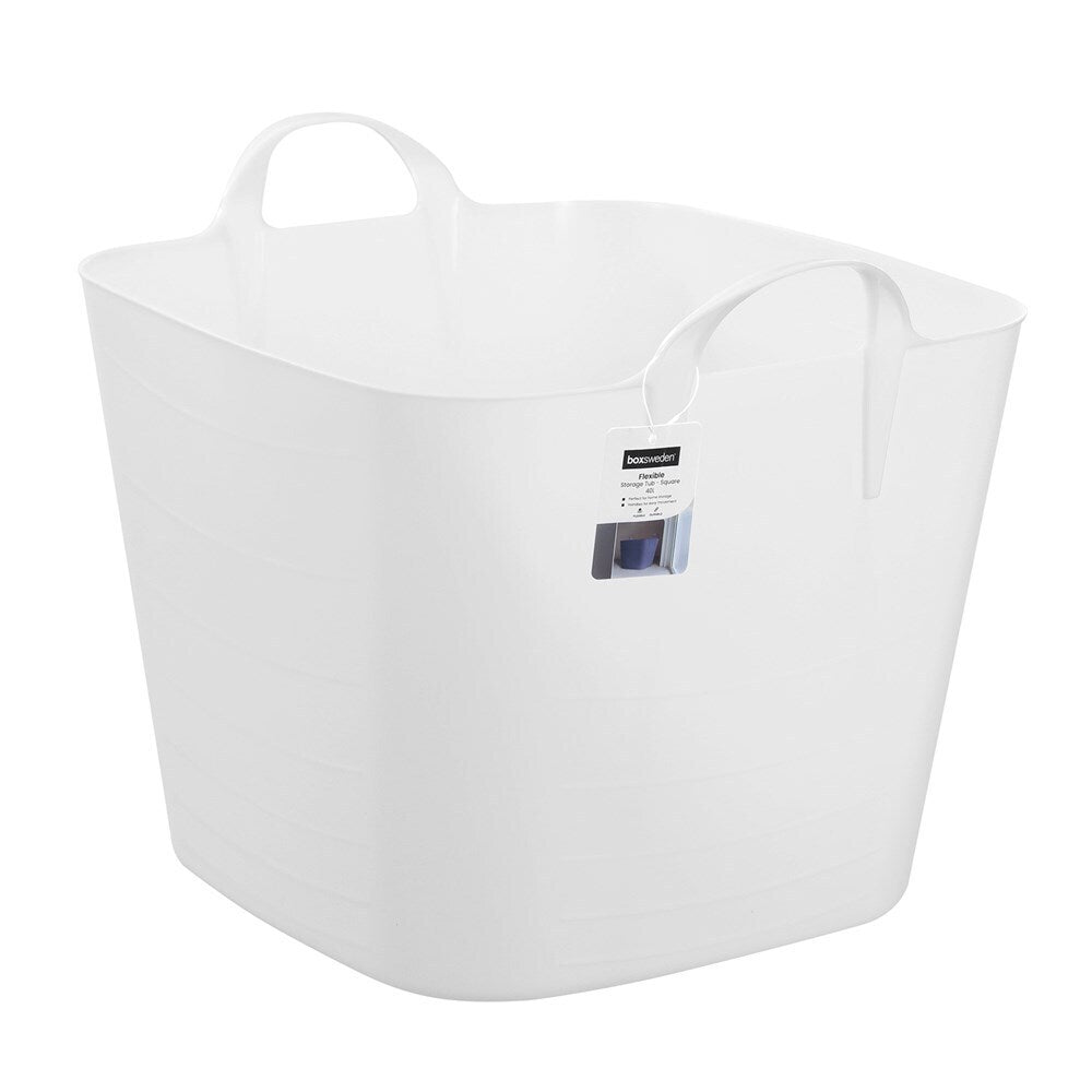 12PK Boxsweden Square Flexible Tub 40L Storage w/ Handle - Assorted