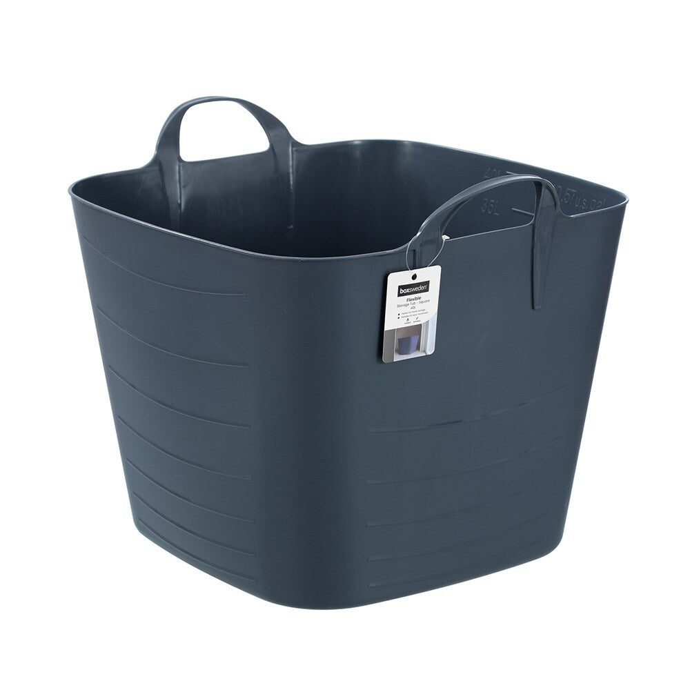 6PK Boxsweden Square Flexible Tub 40L Storage w/ Handle - Assorted