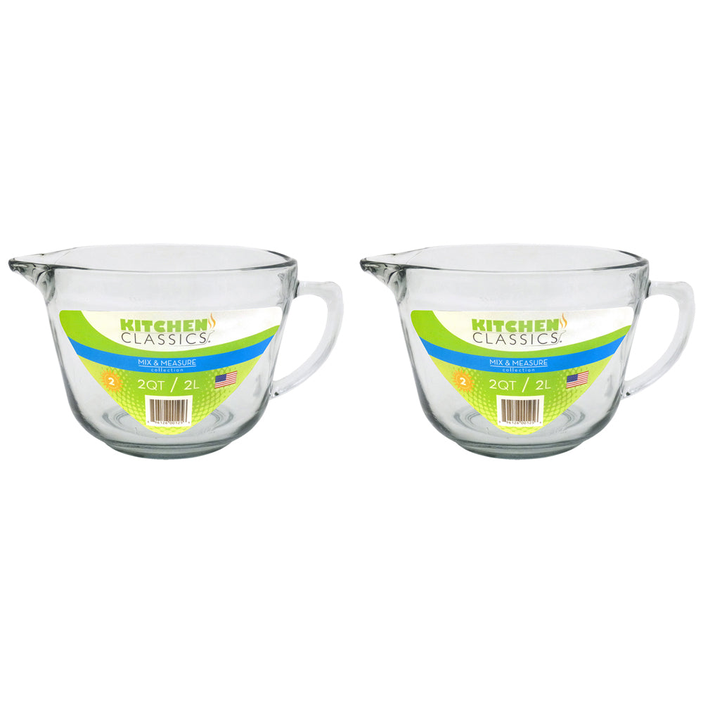 2PK Kitchen Classics Glass Batter Bowl 2L Kitchen Cookware