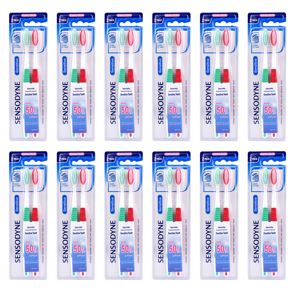 12x 2pc Sensodyne Toothbrush Sensitive Extra Soft Bristles Dental Oral Care Assorted
