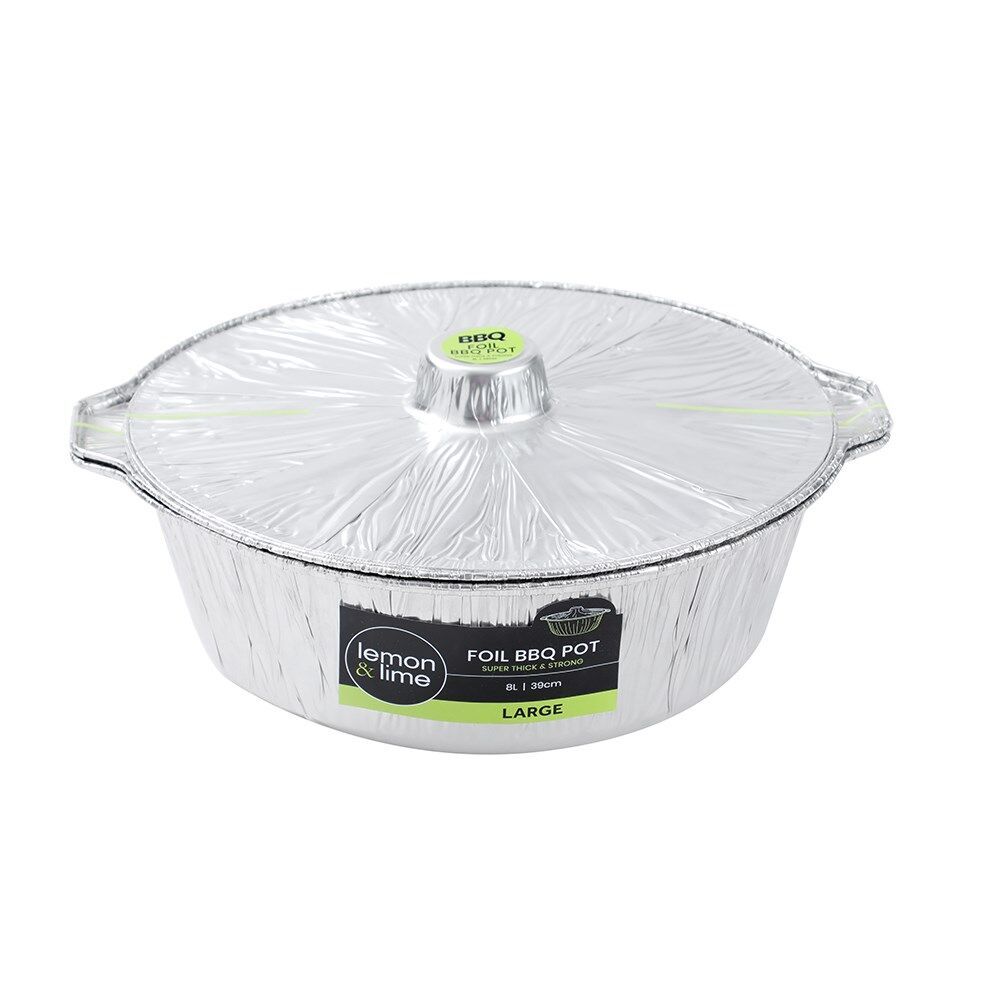 12PK Lemon & Lime Super Thick and Strong Foil BBQ Pot Large 8L 39cm
