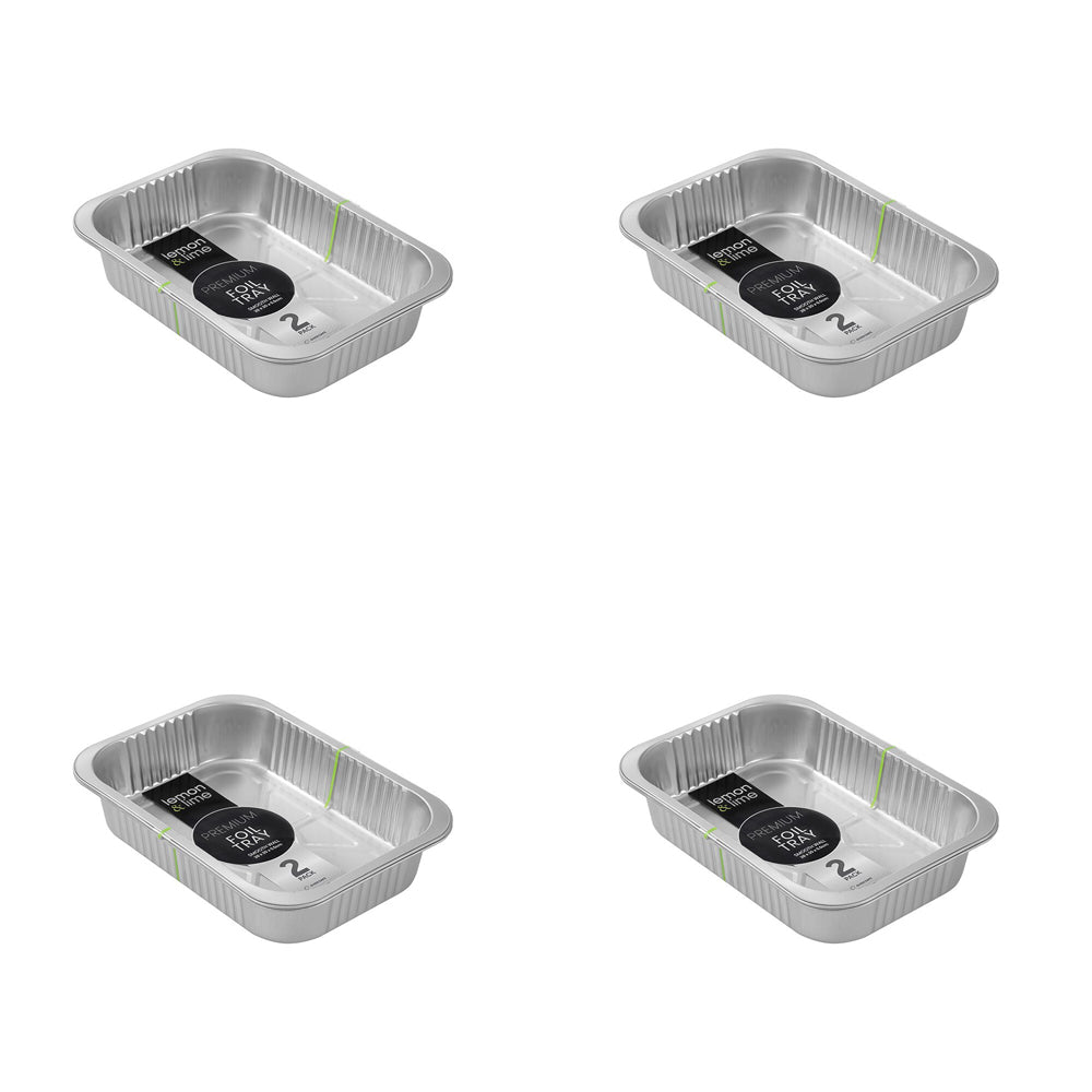 48pc Lemon & Lime Premium Smooth Wall Foil Tray 28x20cm - Silver
