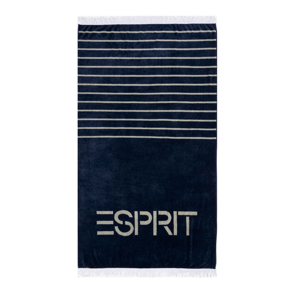 Esprit Cotton Beach Towel w/ Fringes 100x180cm - Rio Navy