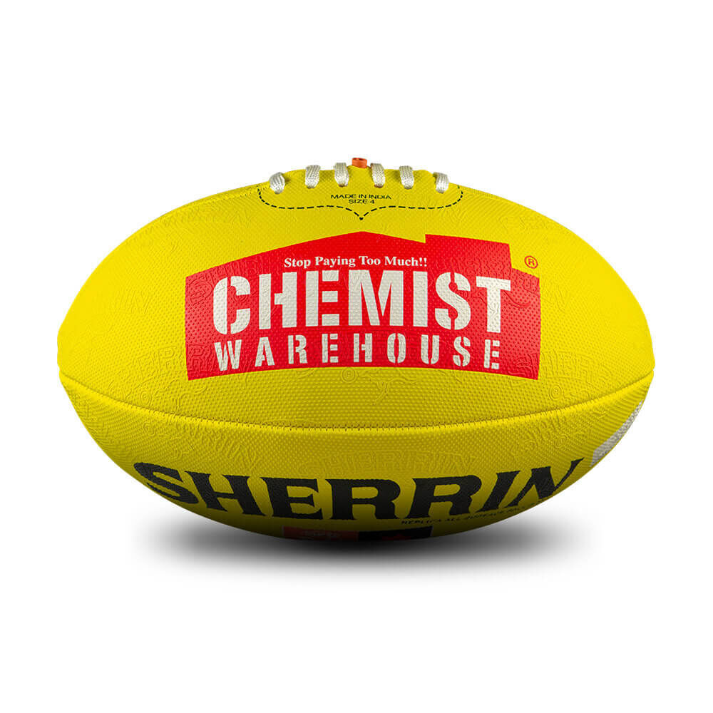 Sherrin AFLW Replica All Surface Synthetic Rubber Football Size 4 Yellow