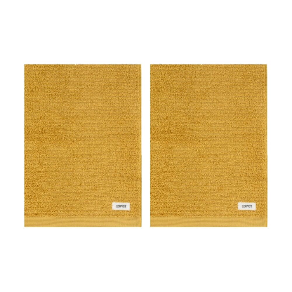 2PK Esprit 600GSM Porto Ribbed Combed Cotton Bath Towel 68x137cm Honey Yellow