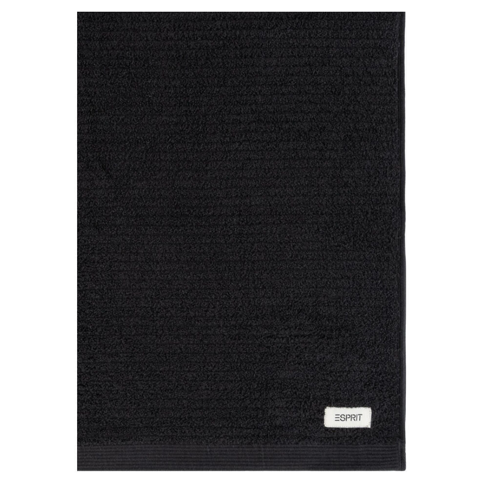 Esprit 600GSM Porto Ribbed Combed Cotton Bath Towel 68x137cm Onyx Black