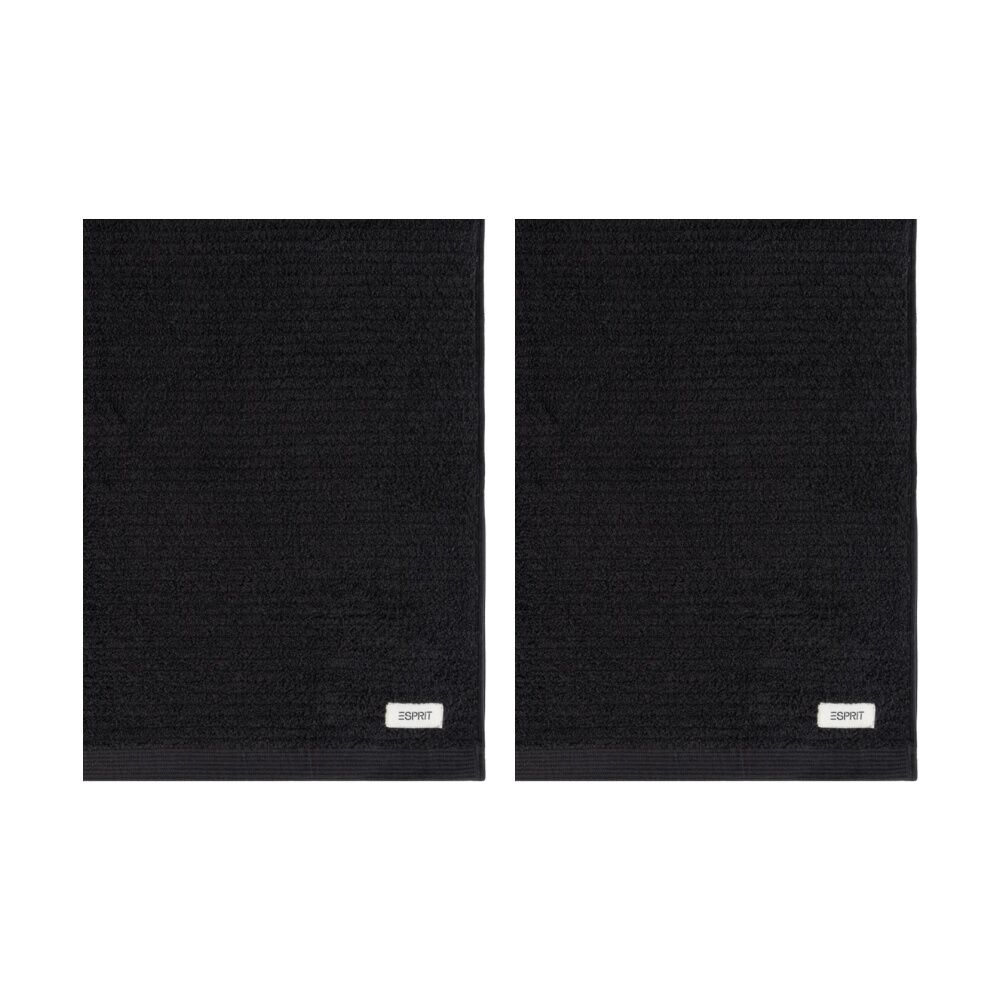 2PK Esprit 600GSM Porto Ribbed Combed Cotton Bath Towel 68x137cm Onyx Black