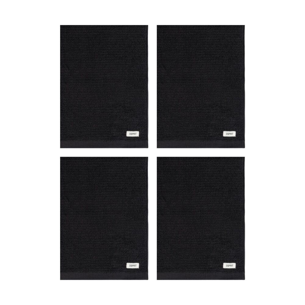 4PK Esprit 600GSM Porto Ribbed Combed Cotton Bath Towel 68x137cm Onyx Black