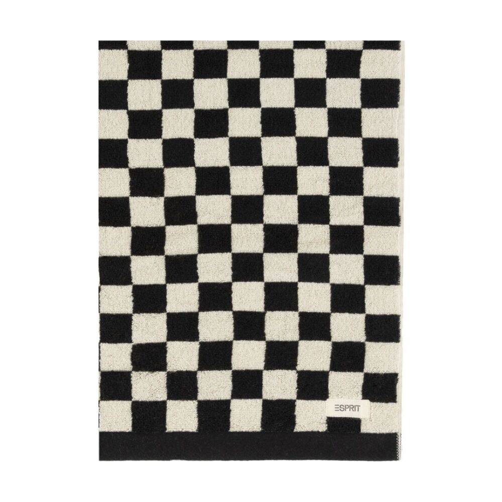 2PK Esprit 550GSM Zenith Bathroom Cotton Bath Towel Checkered Onyx Black