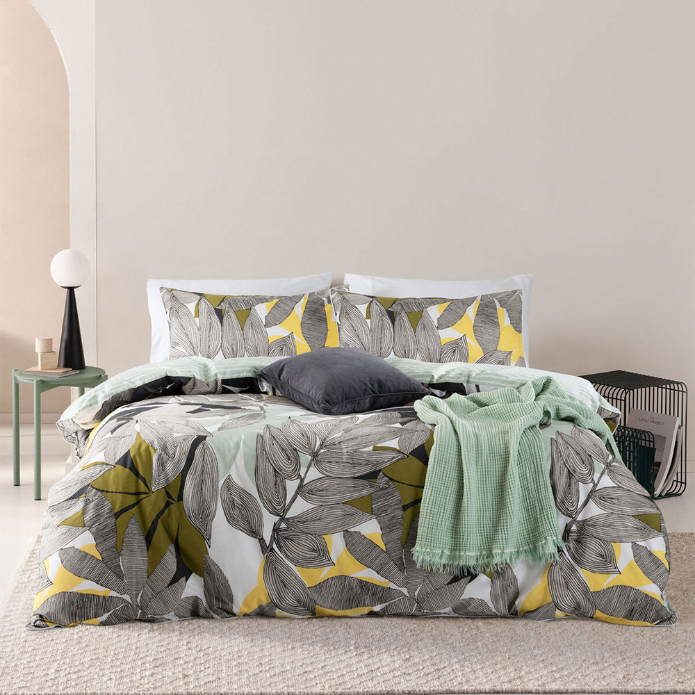 Esprit Jardin Green Single Bed Quilt Cover Set 140x210cm