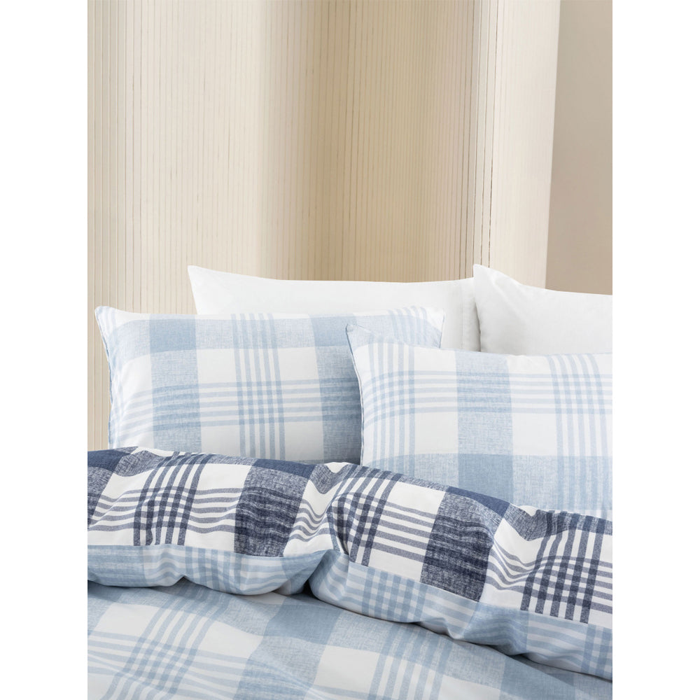 ESPRIT Wynona Sky/Navy Blue Chambray Check Quilt Cover Set SB