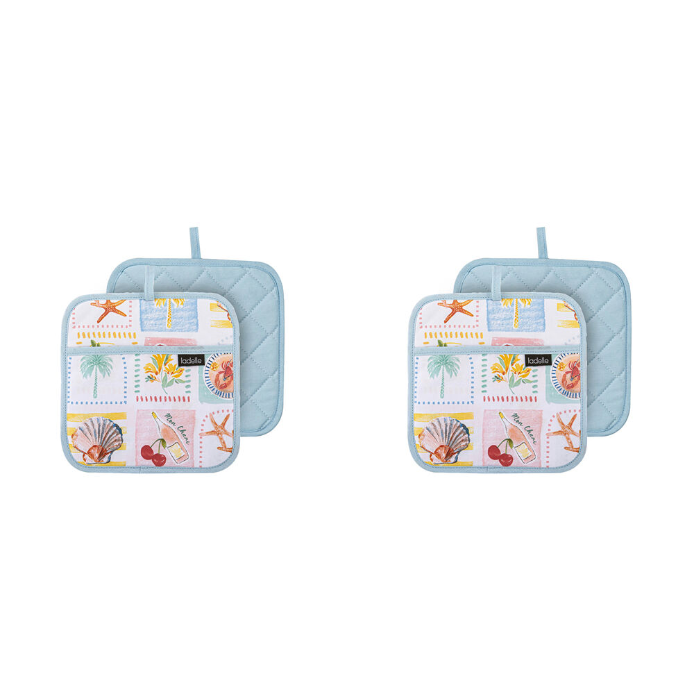 2x 2pc Ladelle Capri Pot Holder Heat Resistant Non-Slip Kitchen Hot Pad