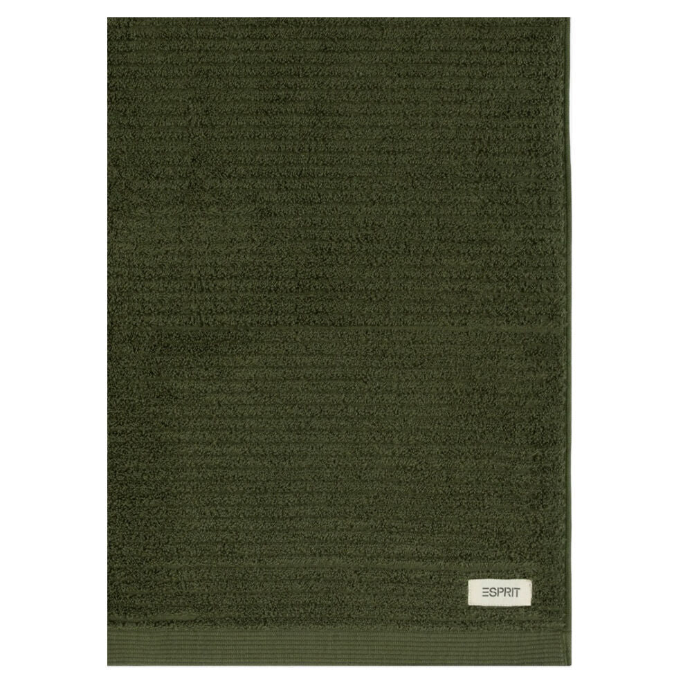 Esprit 800GSM Porto Cotton Ribbed Bathroom Bath Mat 50x80cm Olive Khaki Green