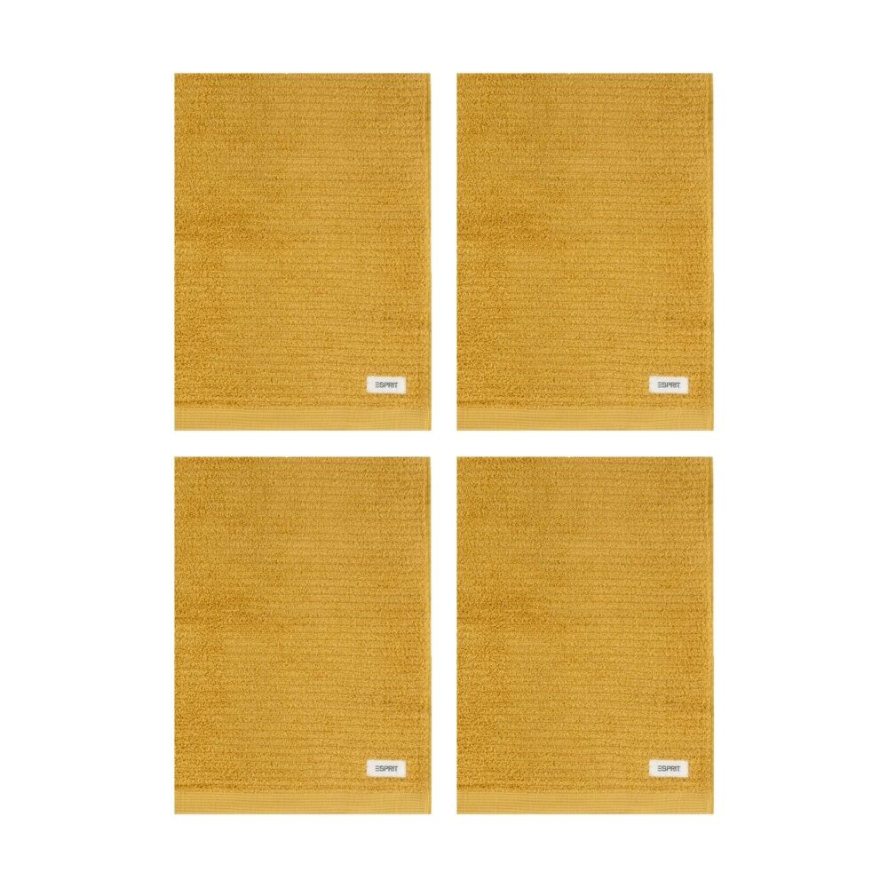 4PK Esprit 800GSM Porto Cotton Ribbed Bathroom Bath Mat 50x80cm Honey Yellow