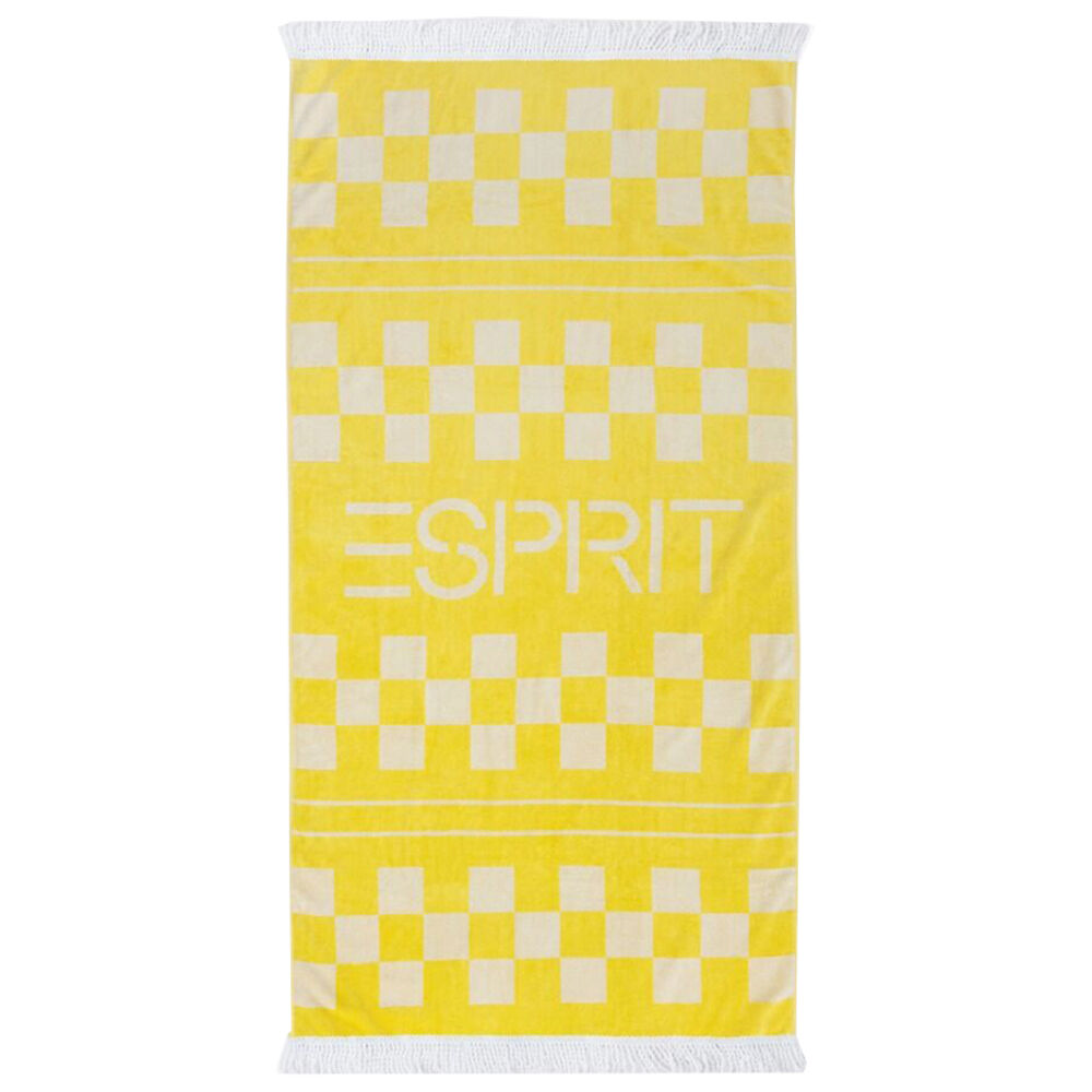 Esprit Bay Cotton Beach Towel 400gsm 80cm x 160cm Yellow Checkerboard