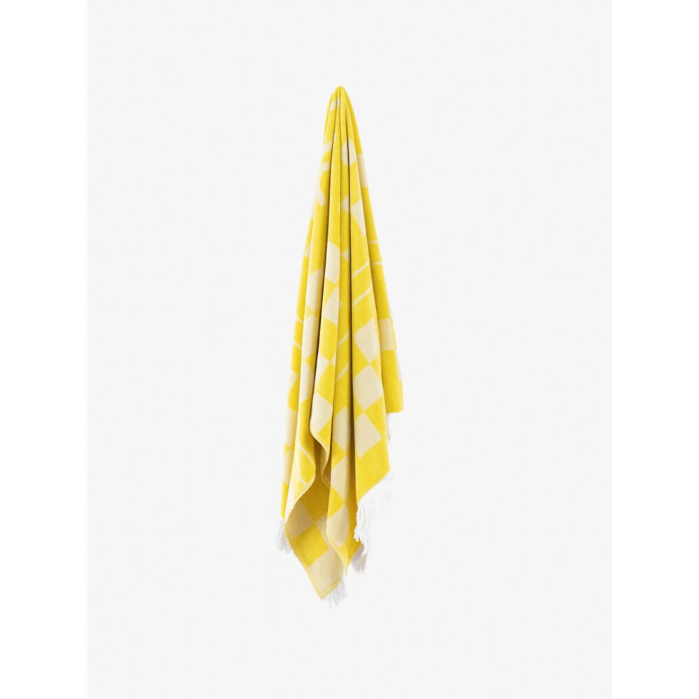 Esprit Bay Cotton Beach Towel 400gsm 80cm x 160cm Yellow Checkerboard