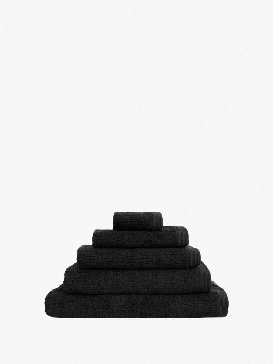 Esprit 600GSM Porto Cotton Ribbed Bath Sheet 74x168cm Onyx Black