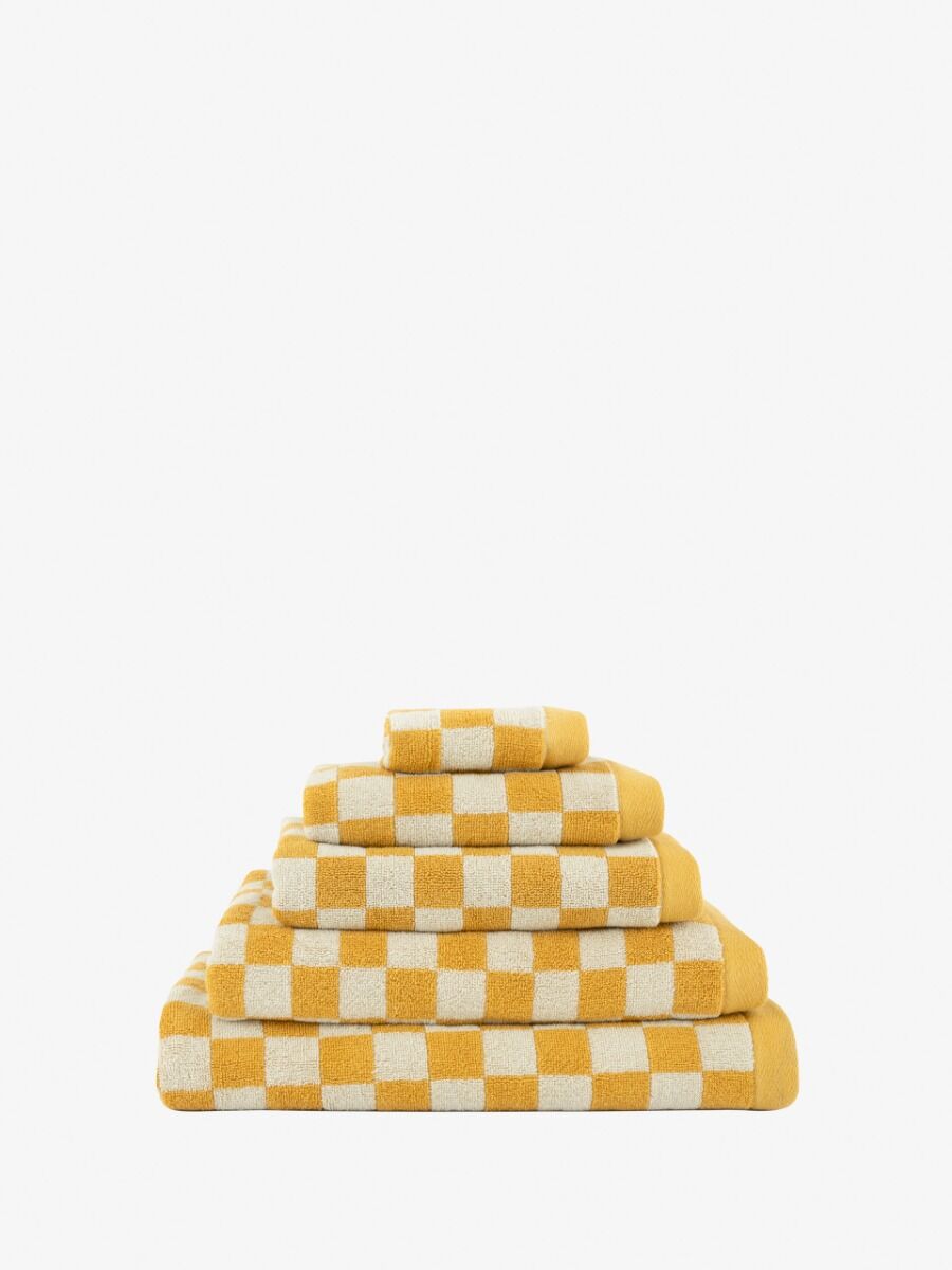 Esprit 550GSM Zenith Bathroom Cotton Bath Sheet Checkered Honey Yellow