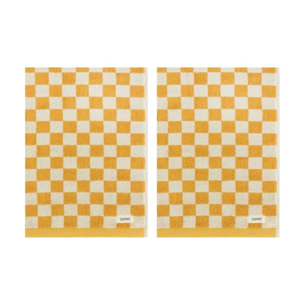 2PK Esprit 550GSM Zenith Bathroom Cotton Bath Sheet Checkered Honey Yellow
