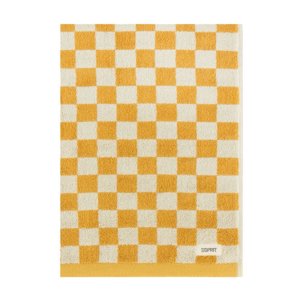 2PK Esprit 550GSM Zenith Bathroom Cotton Bath Sheet Checkered Honey Yellow