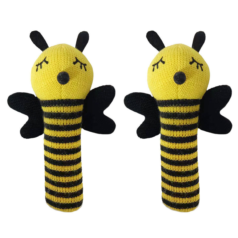 2PK Annabel Trends Baby Hand Rattle Knit Sensory Play Toy 18.5cm Bumble Bee