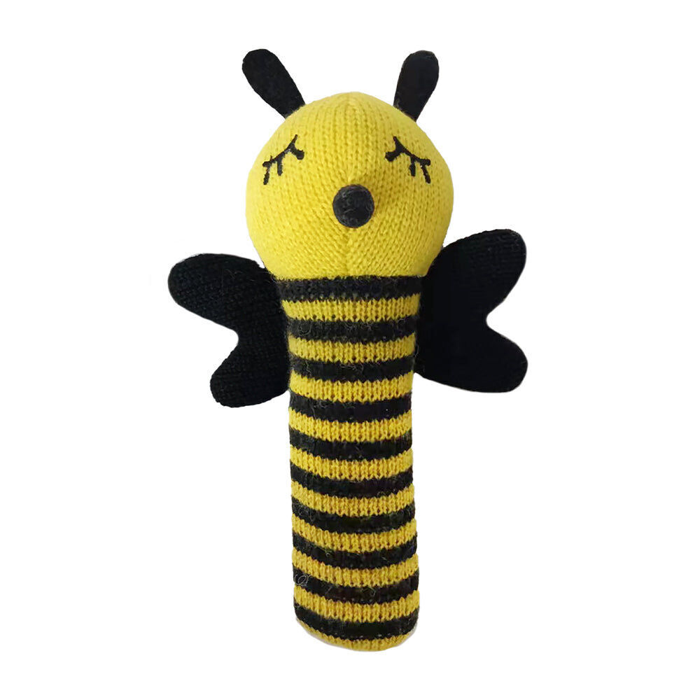 2PK Annabel Trends Baby Hand Rattle Knit Sensory Play Toy 18.5cm Bumble Bee