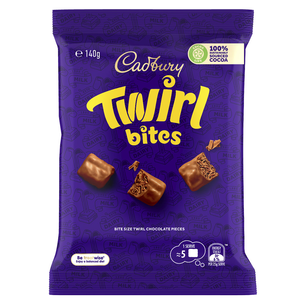 7PK Cadbury Dairy Milk Twirl Chocolate Bites Bag 140g