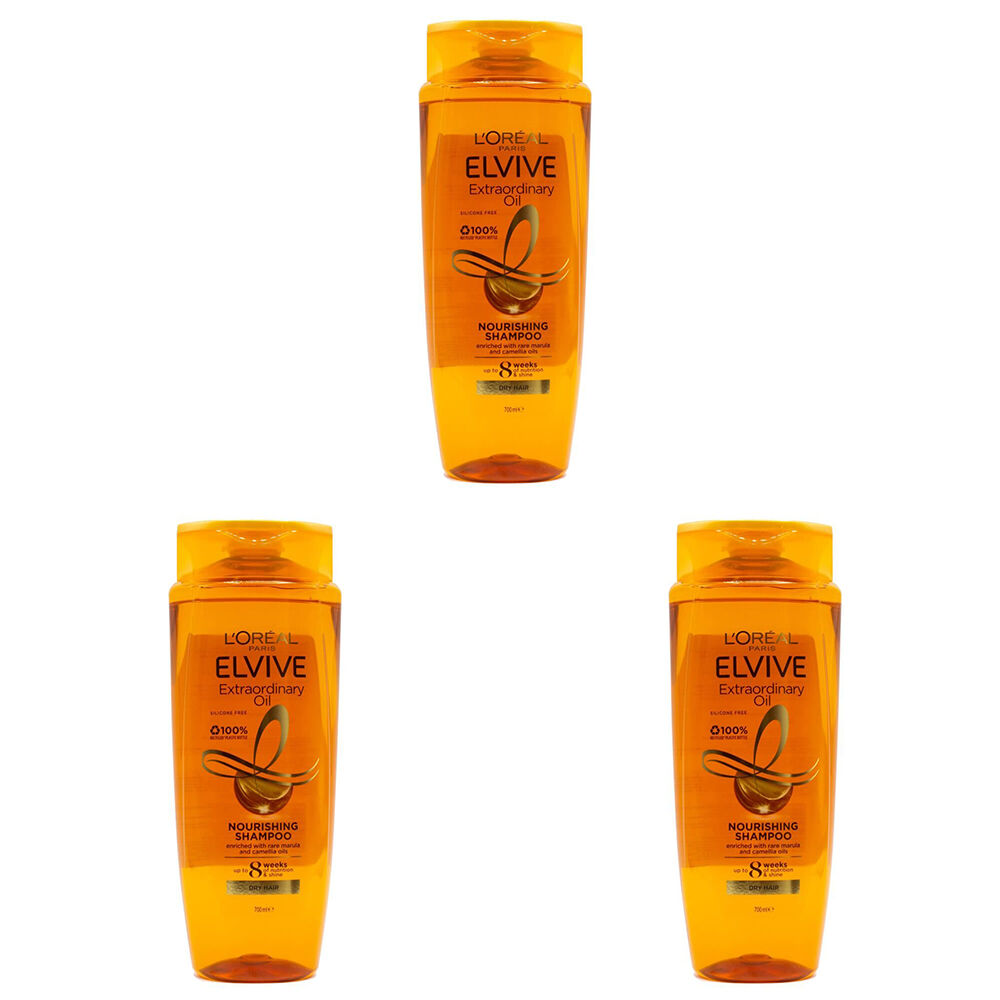 3PK Loreal 700ml Shampoo Nourishing Extraordinary Oil for Dry Hair