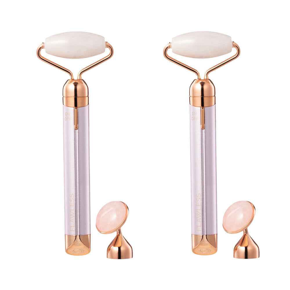 2PK Flawless Finishing Touch Contour Micro Vibrating Rose Quartz Facial Roller