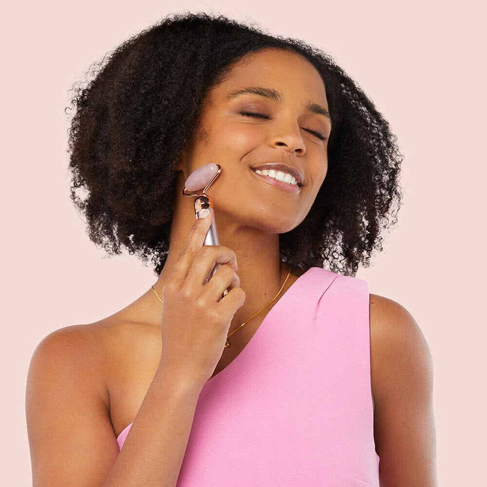 2PK Flawless Finishing Touch Contour Micro Vibrating Rose Quartz Facial Roller
