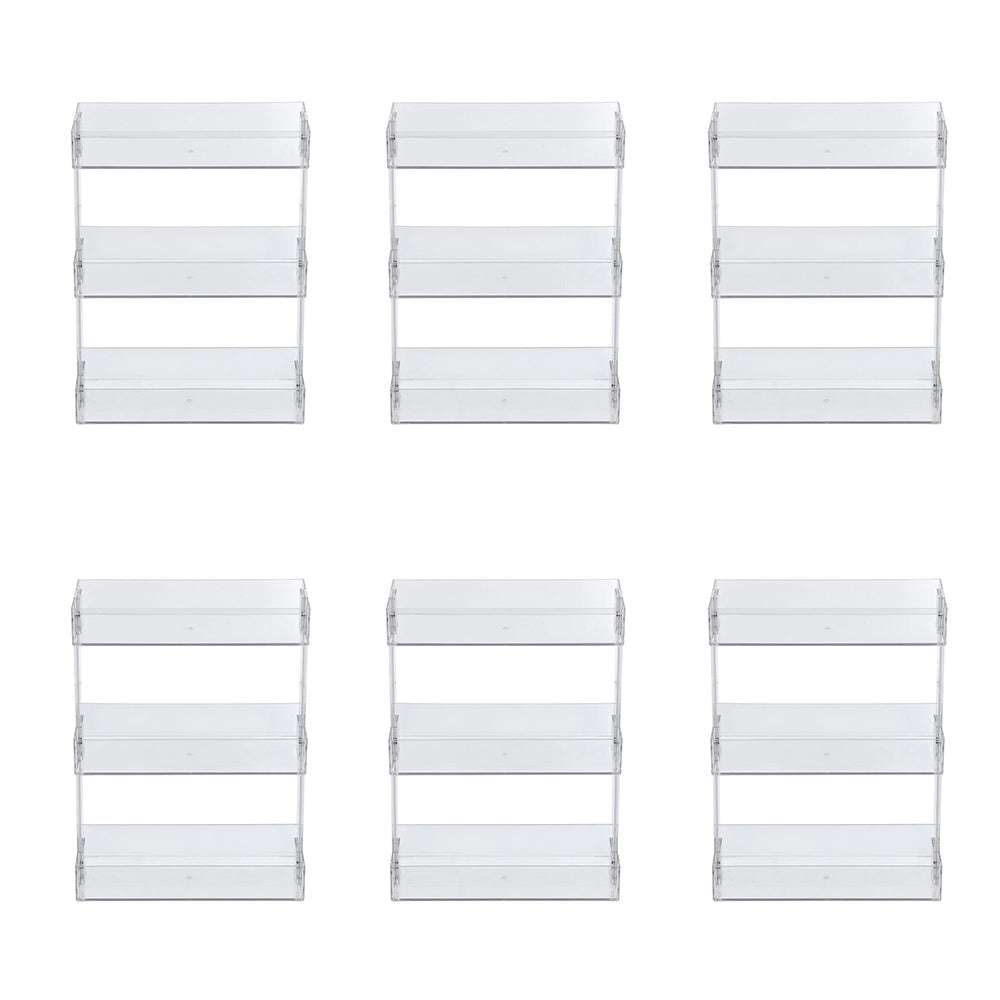 6PK Boxsweden 33cm Crystal Shelf 3-Tier Storage Organiser - Clear