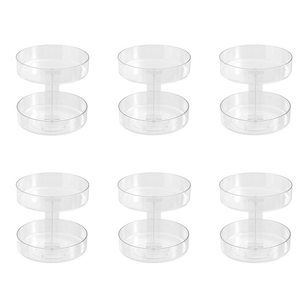 6PK Boxsweden Crystal Round Easy Access 2 Tier Turntable Storage 21x21x21.5cm