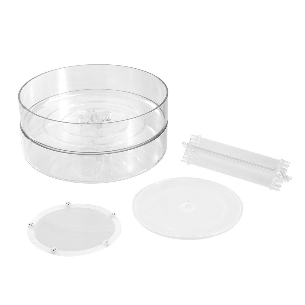 6PK Boxsweden Crystal Round Easy Access 2 Tier Turntable Storage 21x21x21.5cm