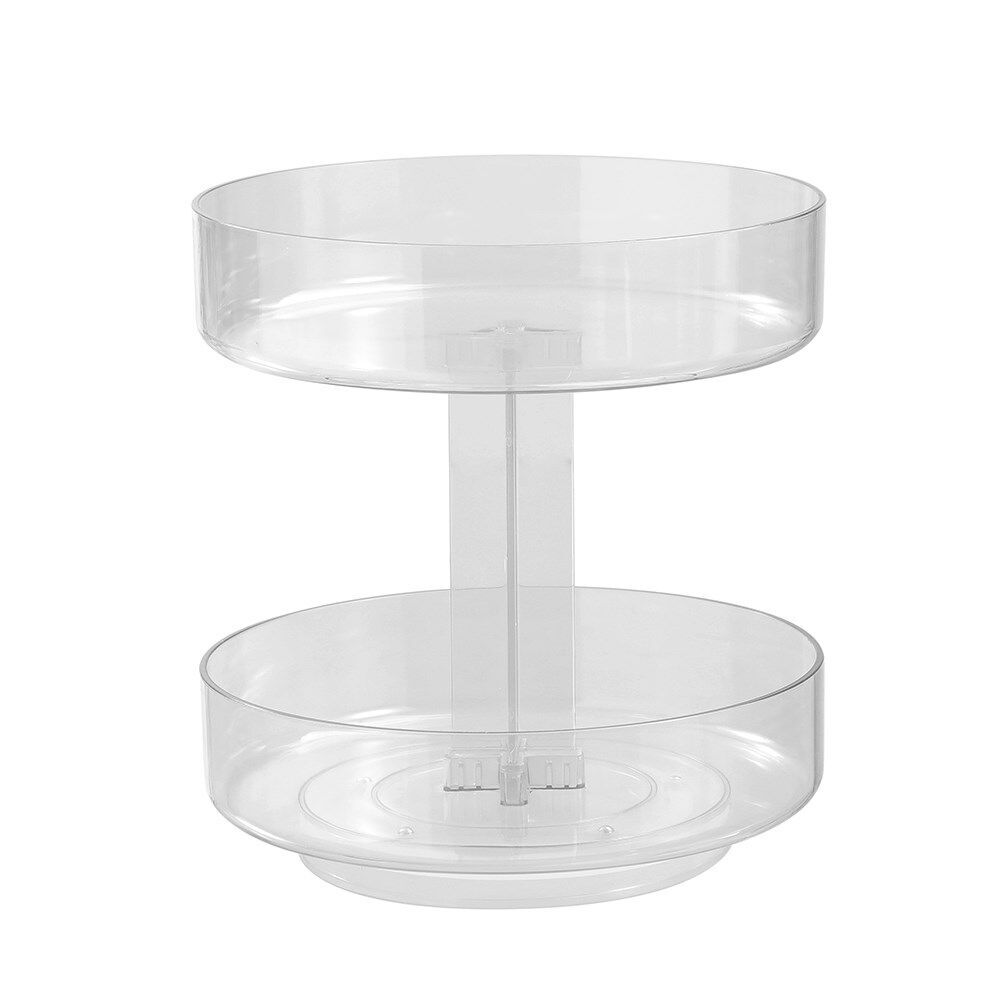 6PK Boxsweden Crystal Round Easy Access 2 Tier Turntable Storage 21x21x21.5cm