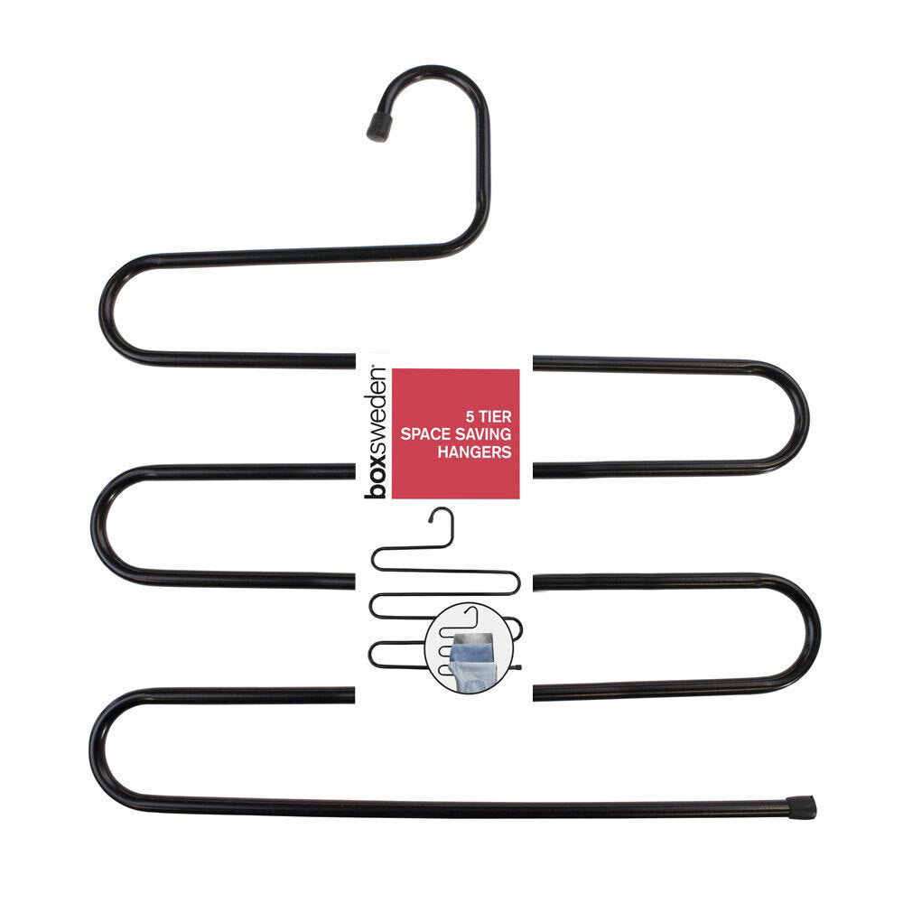 12PK Boxsweden 5 Tier Metal Space Saving Hangers Asst