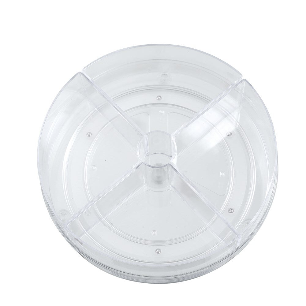 6PK Boxsweden 23.5cm Round Crystal Turn Table w/ 4-Bins - Clear