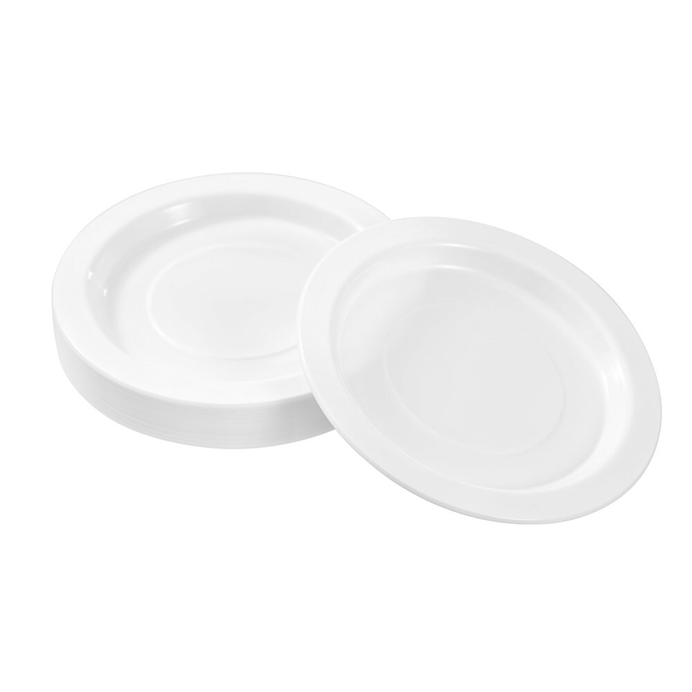 400pc Lemon & Lime Reusable Plastic Side Plate Round 18cm - White