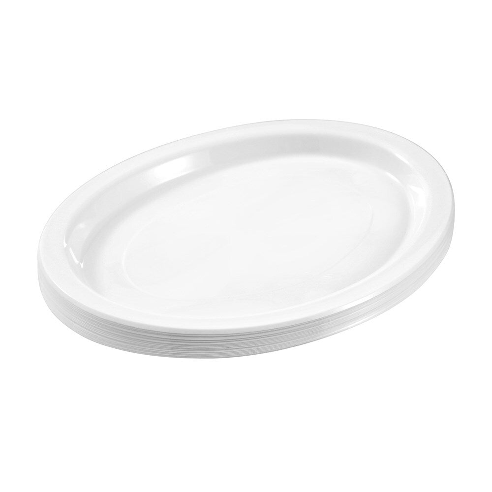 160pc Lemon & Lime Reusable Plastic Oval Plate 31x24.5cm - White