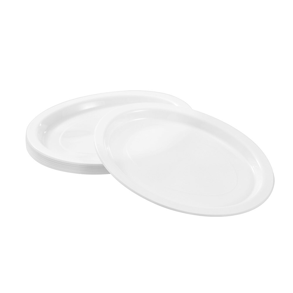 160pc Lemon & Lime Reusable Plastic Oval Plate 31x24.5cm - White