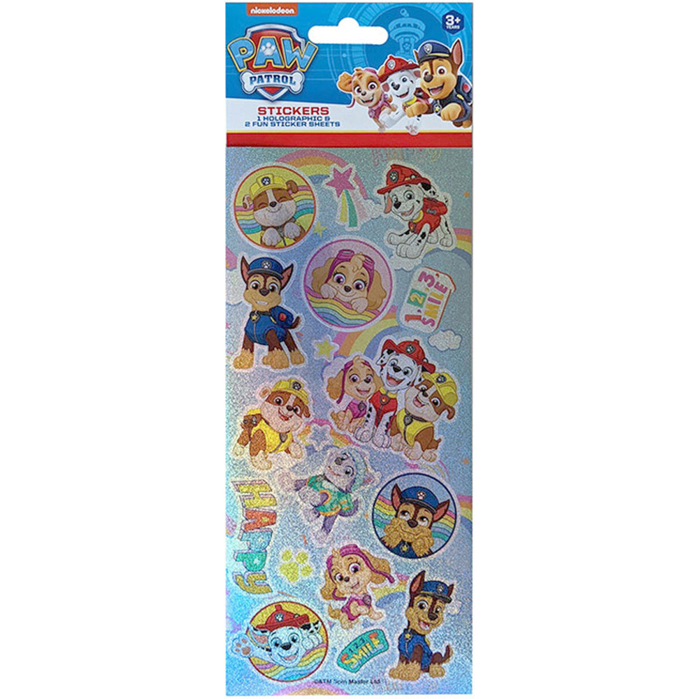 6x 3PK Haven Paw Patrol Kids Holographic & Fun Sticker Sheets Assorted 3y+