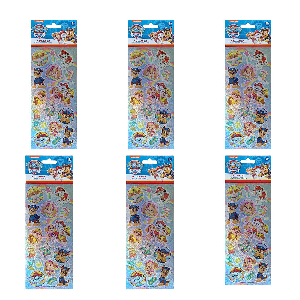 6x 3PK Haven Paw Patrol Kids Holographic & Fun Sticker Sheets Assorted 3y+