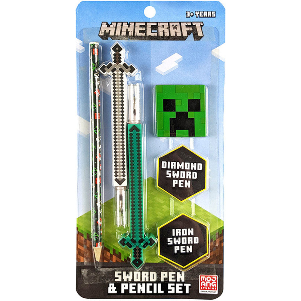 2x 3PK Minecraft Sword Pen & Pencil Set Kids Writing Stationery 3y+