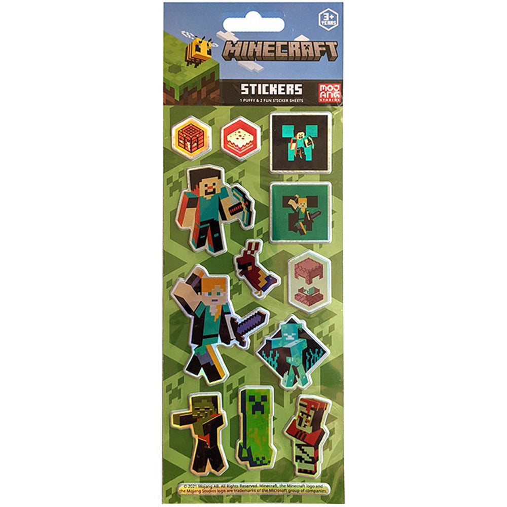 6x 3PK Minecraft Kids/Children Puffy Sticker Sheets 3y+