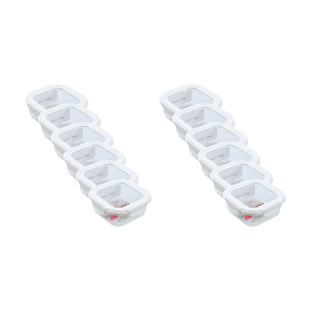 12PK Lemon and Lime Yorkshire Fresh Lock Container Square 800ml Food Safe