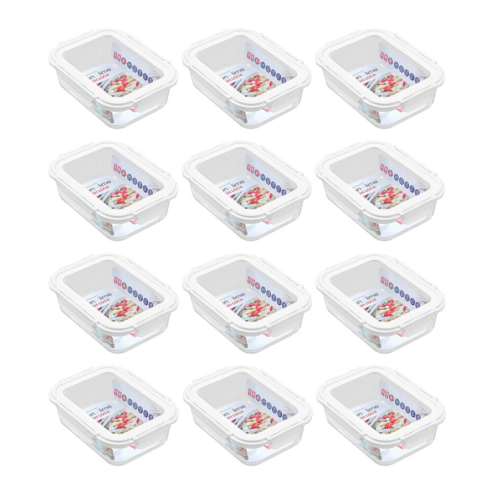 12PK Lemon & Lime Yorkshire Glass Fresh Lock Food Container 1L