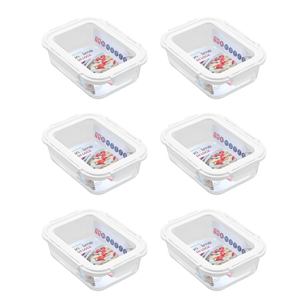 6PK Lemon & Lime Yorkshire Glass Fresh Lock Food Container 1L