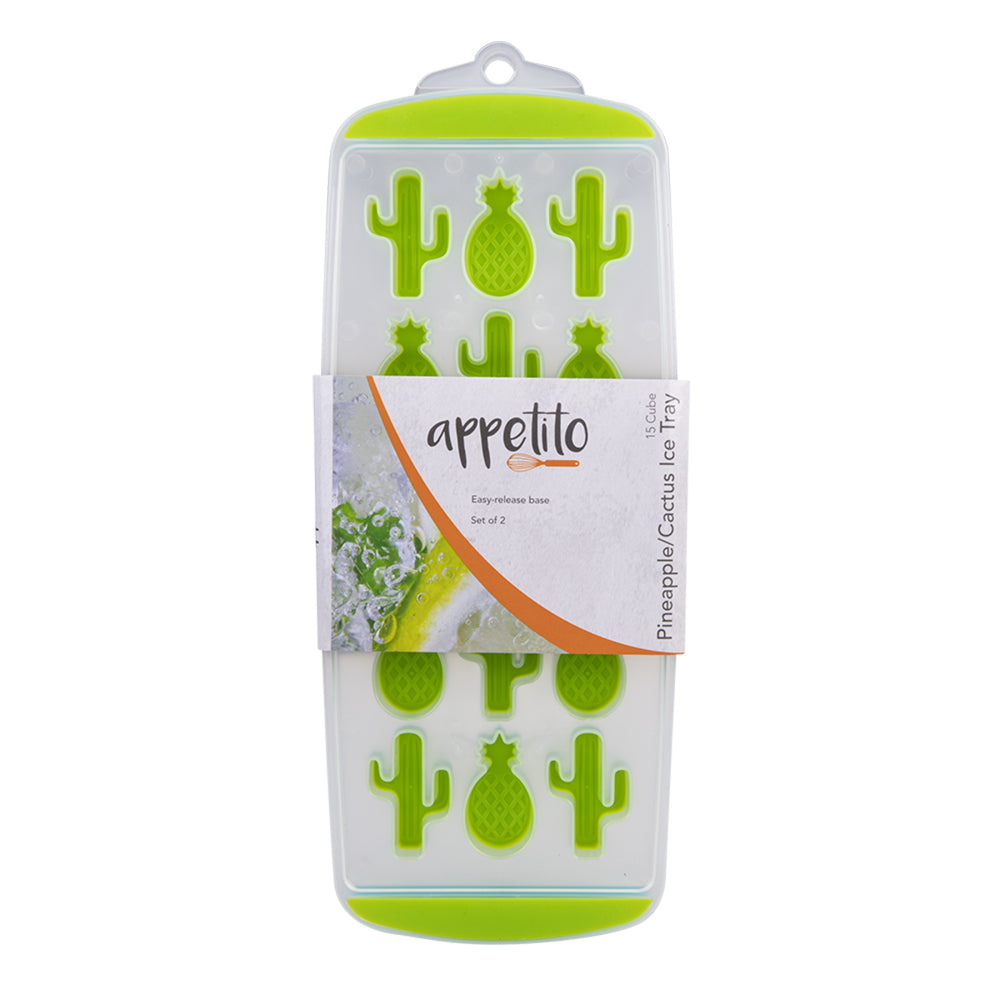 6x 2pc Appetito Easy Release 15 Cube Pineapple/Cactus Ice Tray Blue/Lime
