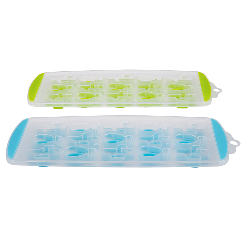 6x 2pc Appetito Easy Release 15 Cube Pineapple/Cactus Ice Tray Blue/Lime