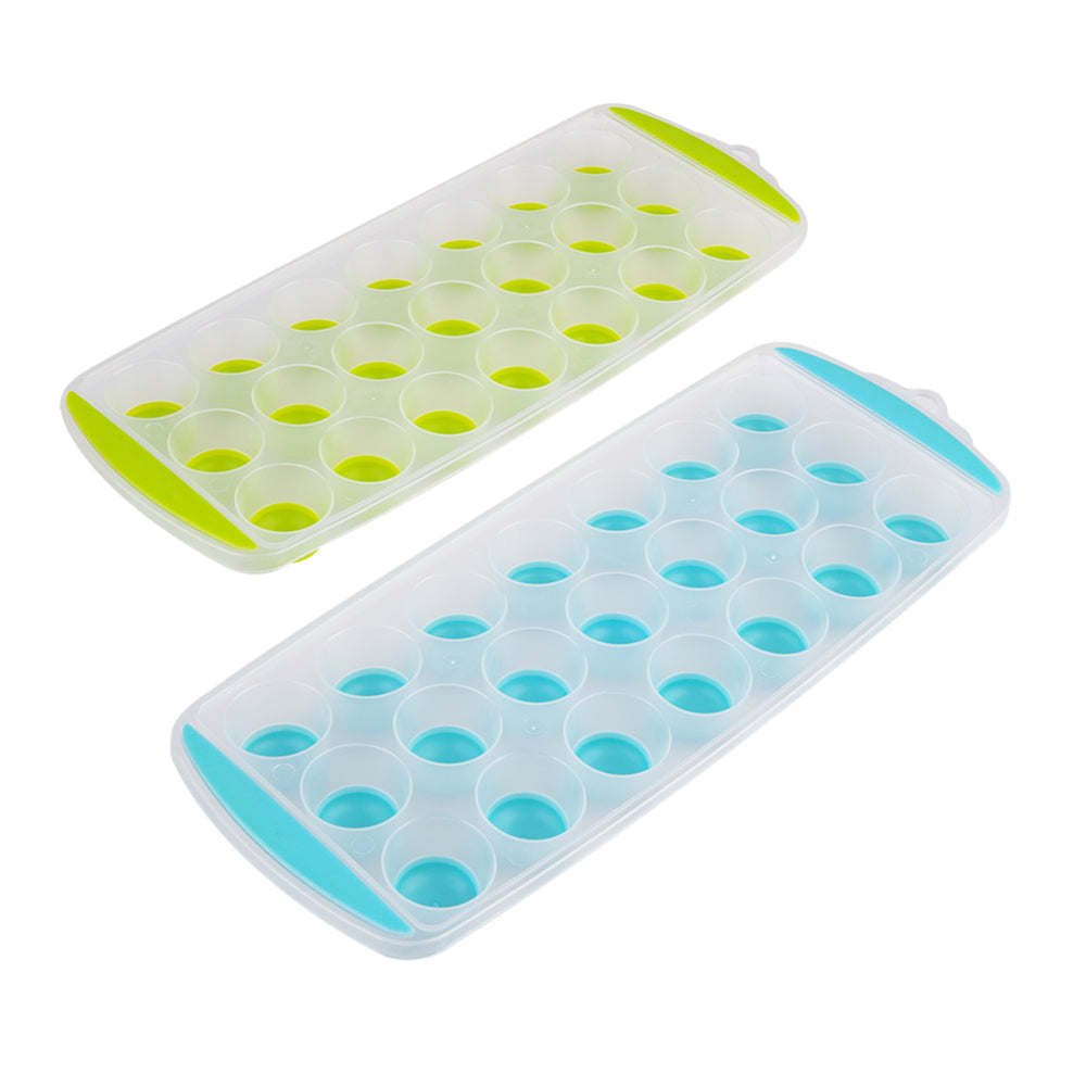 6x 2pc Appetito Easy Release 21 Cube Round Ice Tray Blue/Lime