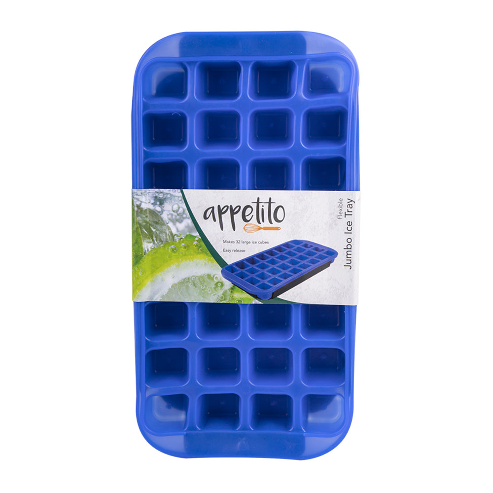 4PK Appetito Flexible Jumbo Ice Cube Tray Home Kitchen Accessory Blue
